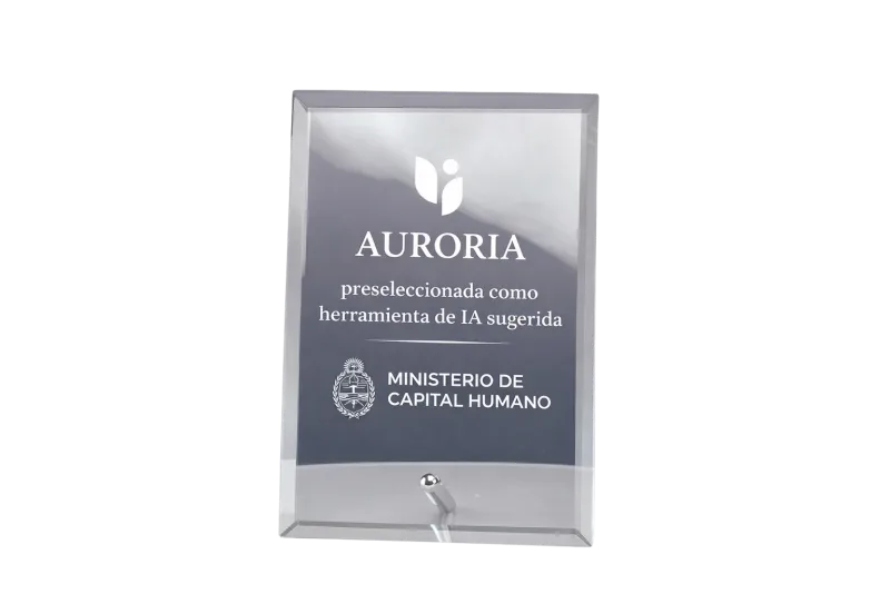 Plaqueta del Ministerio de Capital Humano — Auroria, herramienta de IA pedagógica sugerida en el programa PAIDEIA